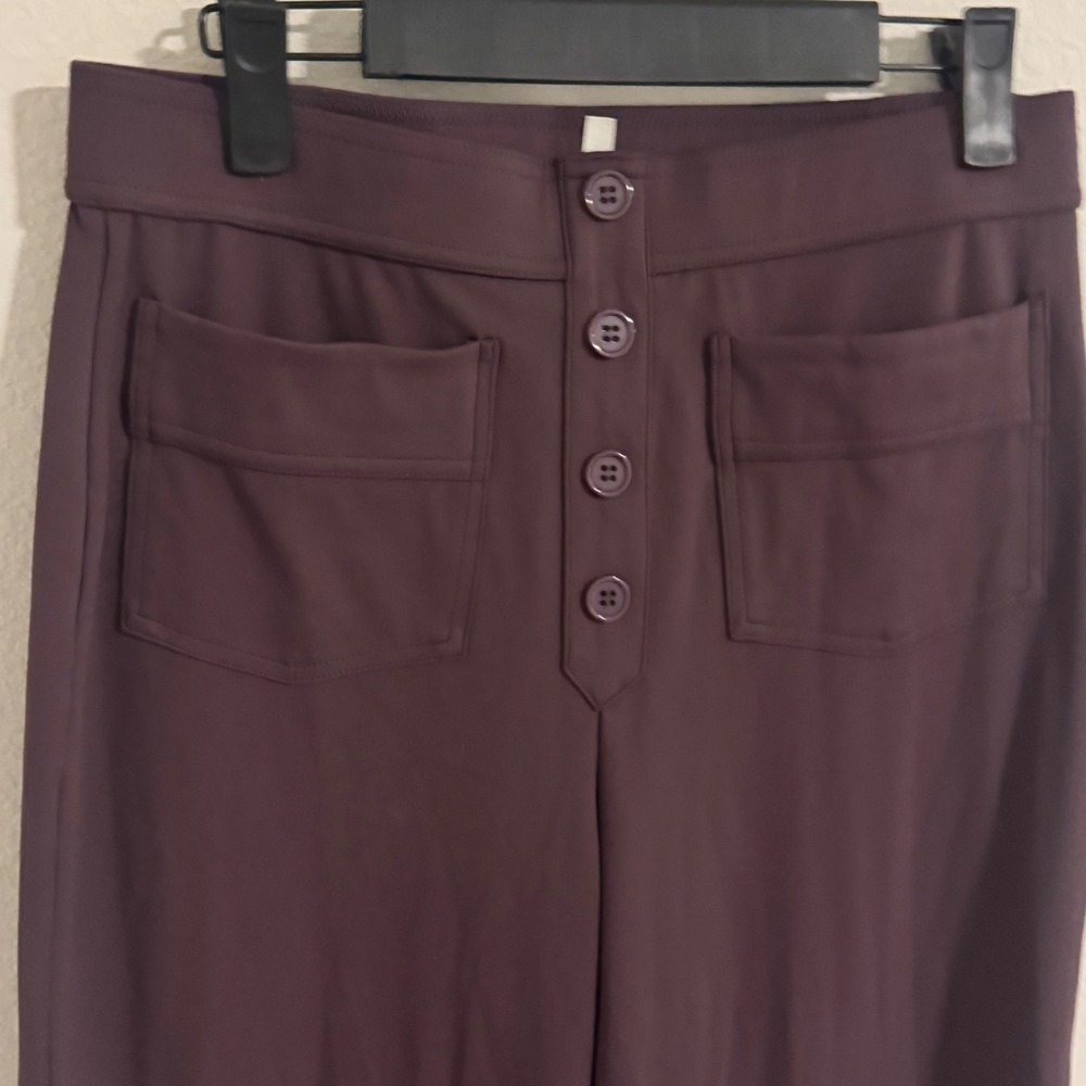 Halara Plum Purple High Waisted Wide Leg Button Fly Patch Pocket Pants Medium - Picture 3 of 3